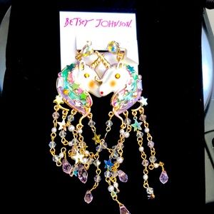 NWT Betsey Johnson Sparkly Rhinestone & Beaded Unicorn & Star Earrings 🦄